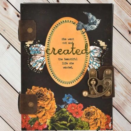 Handmade Printed Cardboard Journal Diary with Buckle Lock Unruled 200 Pages Notepad Personal Diaries for Men and Women -30