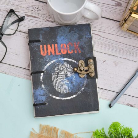 Handmade Printed Cardboard Journal Diary with Buckle Lock Unruled 200 Pages Notepad Personal Diaries for Men and Women -21