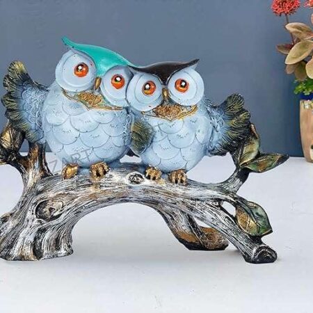 Owl Family Sitting on Tree Decorative Bird Showpieces Statue for Home Decor Living Room Bedroom Wall Shelf Table Top Garden Decoration Items -6