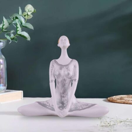 Suitable for Home Decor Yoga Posture Lady Statue Idol for Home Yoga Statue Admirable Piece of Gift (Silver) -6