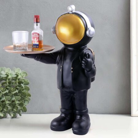 Astronaut Figurine Tray Sculpture Desk Storage Statue Room Decoration Gift Black Small|Antique Home Decor