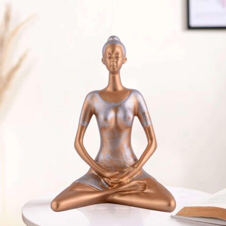 Suitable for Home Decor Yoga Posture Lady Statue Idol for Home Yoga Statue Admirable Piece of Gift (Golden) -3